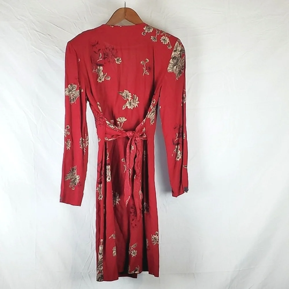 Vintage 90s Red Floral‎ Dress